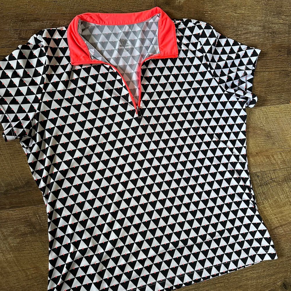 Women's TAIL Black White Geometric Short Sleeve Tee M